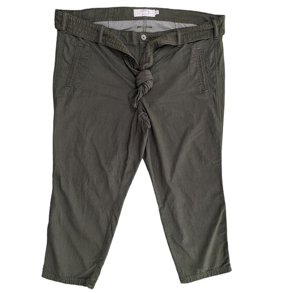 Torrid Belted Skinny Leg Pants Women Size 18‎ Green Pockets Stretch Belt Loops - Picture 1 of 10